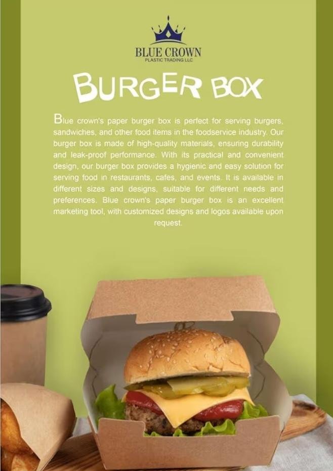 Kraft Burger Box Brown - Eco-Friendly Disposable Takeaway Box - 250pcs (CTN)